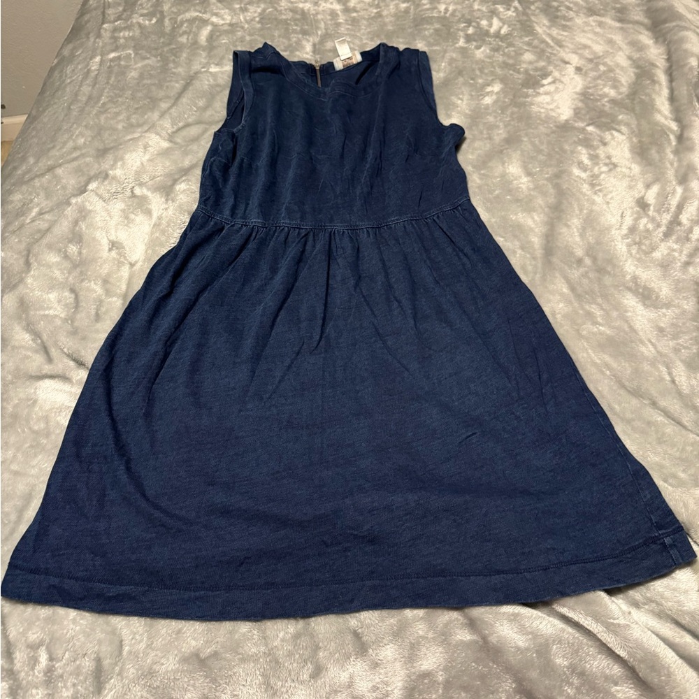 LOFT Blue Sleeveless Crew Neck Sundress